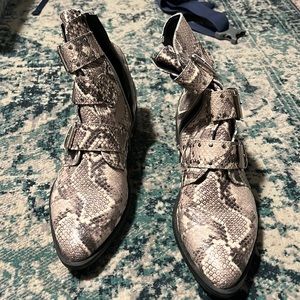 Snakeskin Buckle Ankle Boots